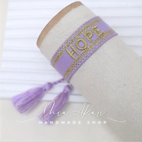 Jewelry - Hope Bohemia Embroidery letter tassel Bracelet handmade Adjustable Rope